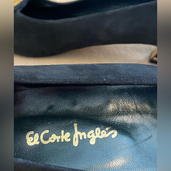 CLASSIC EL CORTE INGLES PUMPS SHOES ALMOND TOE BLOCK HEEL BLACK SUEDE 40 EU/9-D - Picture 10 of 12